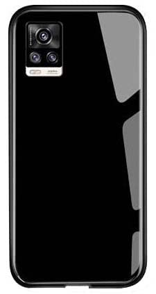 FancyArt Vivo V21 5G Stylish Glass Back Case Cover for Vivo V21 5G (Black Glass)