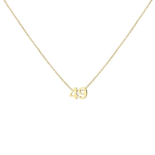 LOXUAKAM Number 49 Necklace for Women Charm Pendant Necklaces Dainty Birth Month Stainless Steel Necklace Personalized Jewelry Birthday Gift for Her