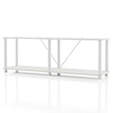 HOMES: Inside + Out Apexa Modernes 2-stöckiges extra breites Regal, Sammlerstück-Ausstellungsregale, einfache Montage, niedriges Regal, Aufbewahrungs-Organizer für Wohnzimmer, Schlafzimmer, Büro