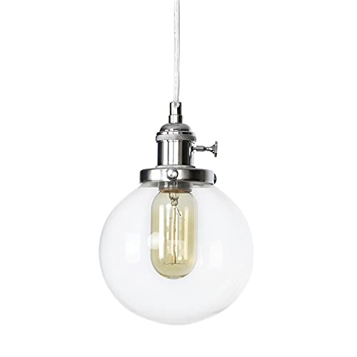 Lampes suspendues avec interrupteur en verre et métal chromé - 6