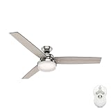Hunter Indoor Ceiling Fan with LED Light and remote control - Sentinel 60 inch, Brushed Nickel, 59459