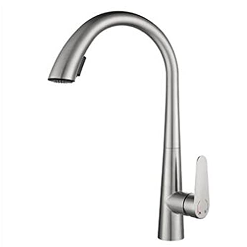 Robinet de cuisine avec douchette extractible et mitigeur pivotant gris pour évier