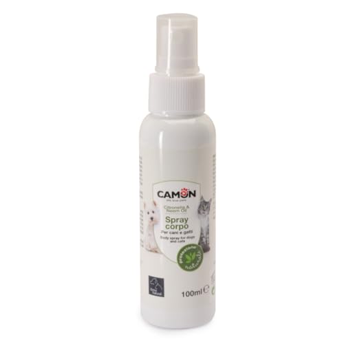 CAMON | Spray Corpo Citronella e Neem, Formato da 100ml, Repellente Naturale per Cani e Gatti contro gli Insetti