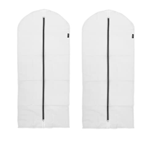 Brabantia - Clothes Cover L - Protective Clothes Bag - Wardrobe Storage - Clothes Rack Organiser - Transparent Hanging Bag - Suitable for Coats & Dresses - Set of 2 - White - 60 x 135 cm