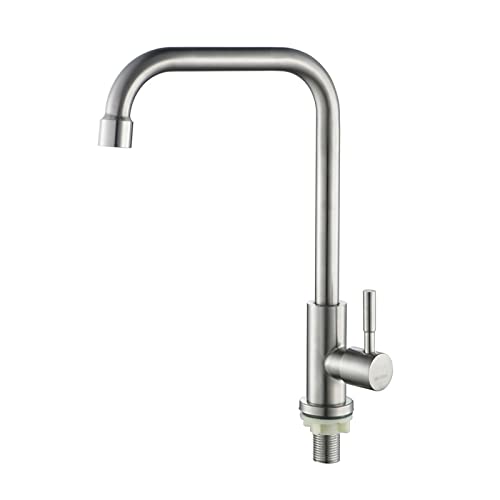 Grifo de Cocina de Alto Arco de manejo, Grifo de Agua fría de Acero de Acero, Grifo de Cocina de un Solo manejo Comercial, Grifo de Fregadero de Barra de un Agujero Moderno, Grifo Cepillado para