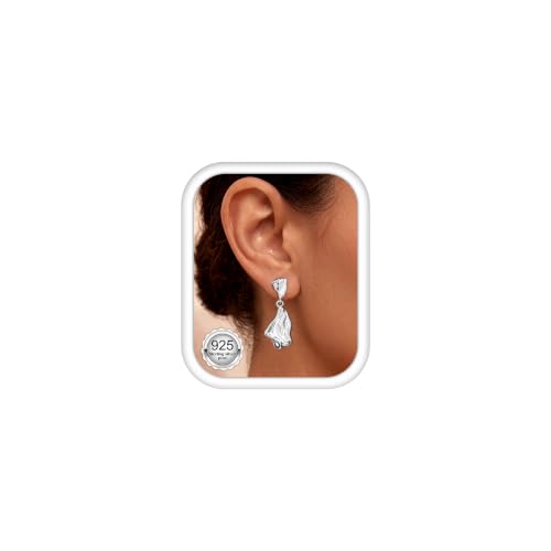 Image of Morfetto Hypoallergenic Dangle Drop Earrings for Women 14K Gold Plated - 925 Sterling Silver Posts Statement Earrings Chunky Knot Studs Lightweight Silver Gold Earring for Women Jewellery Gifts SL