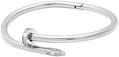 MOONDUST Gold Plated Valentine Special Hammer-Nail CZ Zircon Studded Lovers Bangle Bracelet for Women MD_3280