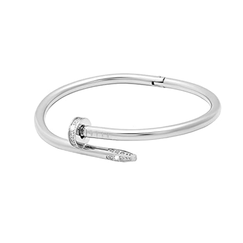 MOONDUST Gold Plated Valentine Special Hammer-Nail CZ Zircon Studded Lovers Bangle Bracelet for Women MD_3280