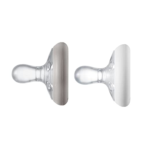 Image of Tommee Tippee Breast-Like Pacifier, Skin-Like Texture, Symmetrical Design, BPA-Free Binkies, 0-6m, 2-Count, Chestnut/Moonbeam