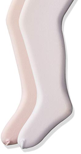 Jefferies Socks Girls' Little Smooth Microfiber Tights 2 Pair Pack, Pink/White, 6-18 Months