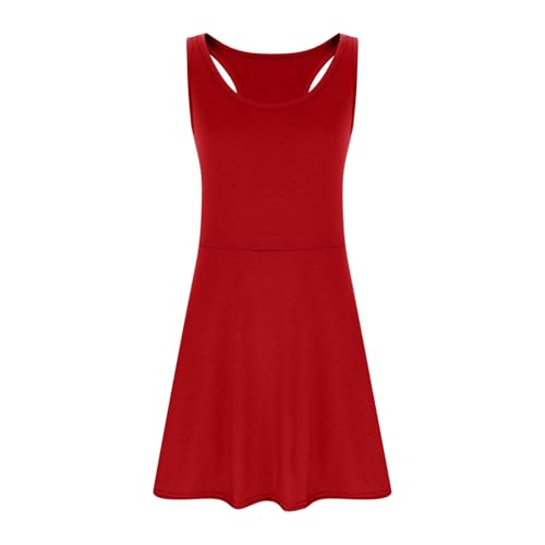 Girl Sleeveless Tennis Dress Kid Tank Golf Dresses Racerback Workout Dress School Sports Dresses with Shorts Pockets4