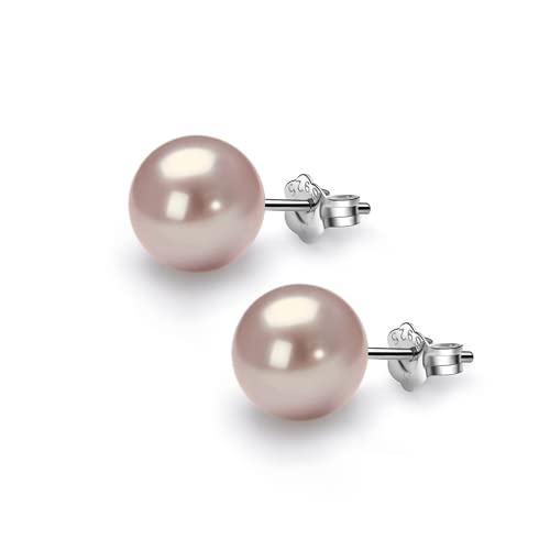 HIGHSPARK 925 Silver Classic Pearl Earrings for Women | 92.5 Sterling Silver & Brilliant Lustre Pearls | Lovely Gift for Women