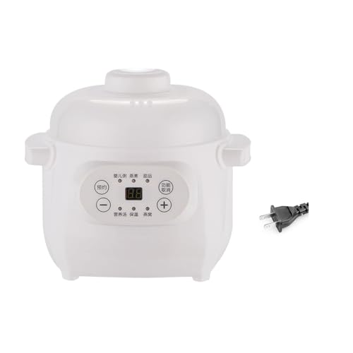 Ceramic Slow Cooker, 1l 200w Electric Soup Pot Small Crock Pot Ceramic Liner Small Crock Pot Versatile Small Slow Cooker for Porridge Rice Soup(US Plug)