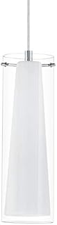 EGLO Pendant lighting Pinto, ceiling light fitting made of chrome-coloured steel, clear and matt opal glass, hanging lamp for dining and living room, E27 socket