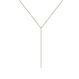 Kyerlyn 14K Gold Plated Lace Chain Y Lariat Necklace Long Drop Lip Chain Pendant Y Necklace for Women Fashion Jewelry