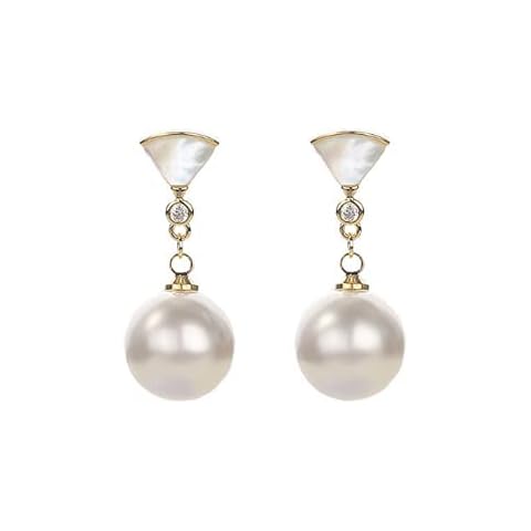 ANNAVA Pearl Earrings for Women, 925 Sterling Silver Gold Plated with Natural Shell Mother-of-Pearl White Pearl Drop Earrings, Fine Pearl Jewelry Gifts for Women Cover