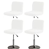 Bifaunvogel Bar Stools Cover with Back Velvet Barstools Slipcovers Stretch Counter Height Bar Stool Covers Protector Square Swivel Barstool Covers for Kitchen Bar Set of 4 White