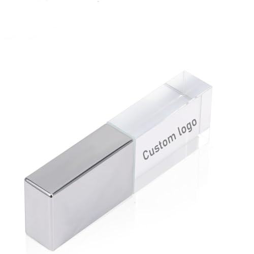 16GB Custom USB Flash Drive,LED Light Acrylic USB 2.0 Flash Drives,Portable Memory Stick Key Elegant Gift Wedding Day Gift USB Drive Pendrive Box Packing (16GB)