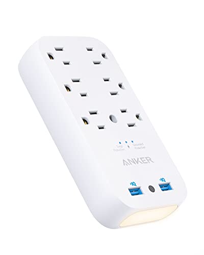 Anker Outlet Extender with Stepless Dimming Night Light,Surge Protector