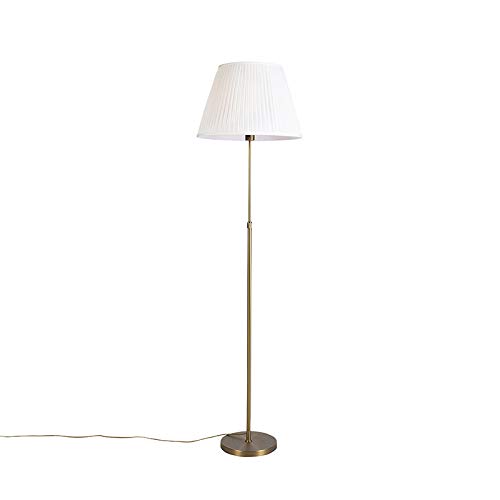 Qazqa parte fl - Lampada da terra con paralume Rustico - 1 luce - Ø 450 mm - Crema - Rustico - Soggiorno I Camera da letto I Sala da Pranzo I Cucina