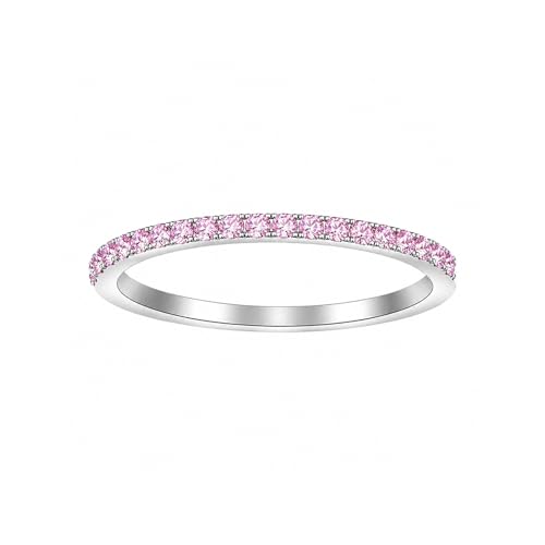 GlameVibe Birthstone Rings For Women Silver Stackable Cubic Zirconia Stainless Steel Birth Stone Ring To My Daughter/Mom Birthday Unique Gifts Jewelry (10-Silver-October 7)