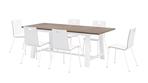 KFI Midtown Café 6 Table & Chair Set, 34"x84"x36" White