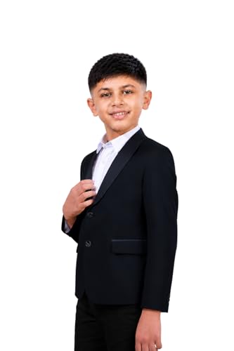Image of SaintX Boys Premium Tuxedo Blazer (1 to 14 Years) | Prince Charming Formal Wear Collection for Kids & Boys | Fully Lined | Shawl Collar | Slim Fit | Royale Luxury Wear