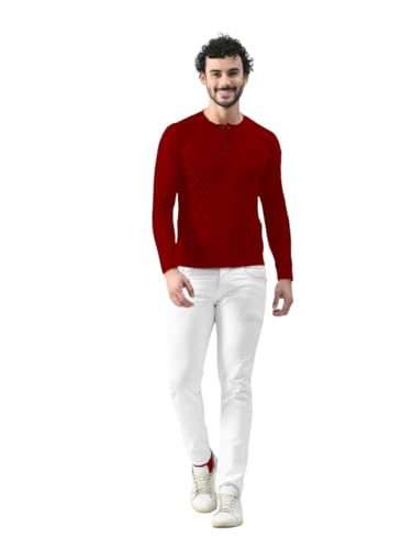 Image of Blisstone Men's Long Sleeve Henley T-Shirt with Button Placket | Soft & Comfortable Casual Wear