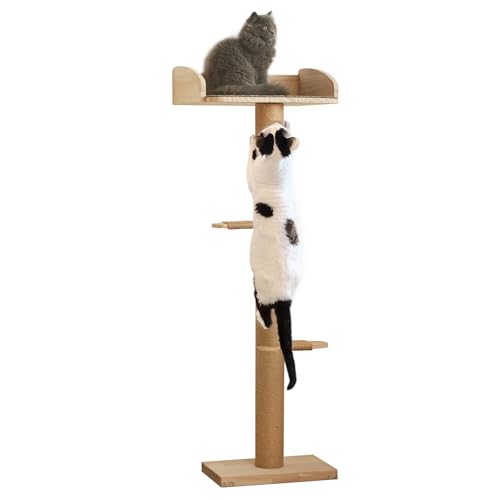 Perchero para ventana de gato con poste rascador alto miniatura 1