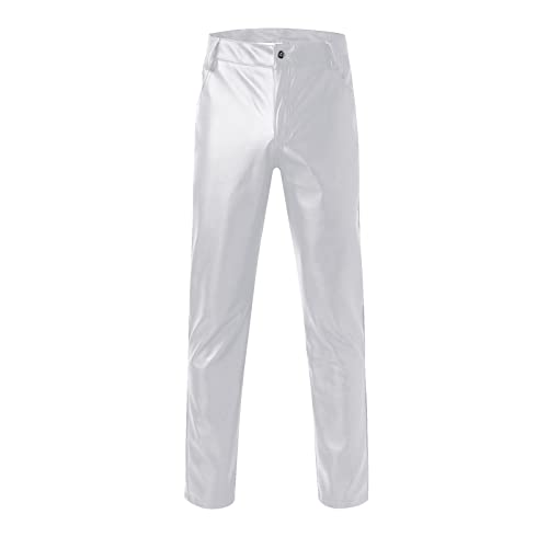 Pantalon en cuir pour homme ajusté vêtement élastique chic de loisirs