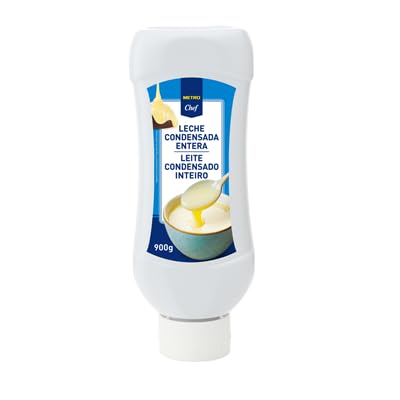 METRO Chef Leche Condensada - Entera y Desnatada - 2,5kg, 950g, 2,42kg, 900g | Ideal para Postres y Repostería | (2 BOTES, Leche Condensada Entera 900 G.)