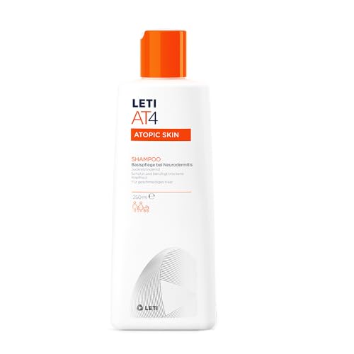 LETI AT4 Shampoo - Sanfte Reinigung und Pflege für Neurodermitis sowie trockene und gereizte Kopfhaut, extramild, lindert Juckreiz, dermatologisch und pädiatrisch getestet, 250 ml