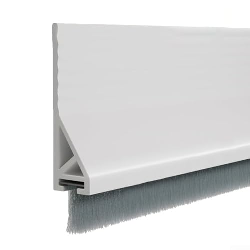 Tira de puerta con cepillo para reducción de ruido y polvo en puertas y burlete de suelo de material de silicona con adherencia segura (blanco)