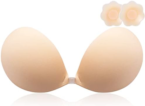 SEFINEL Sticky Push Up Strapless Bra for Women Invisible Self Adhesive Bra for Backless Dress Reusable Nipple Cover