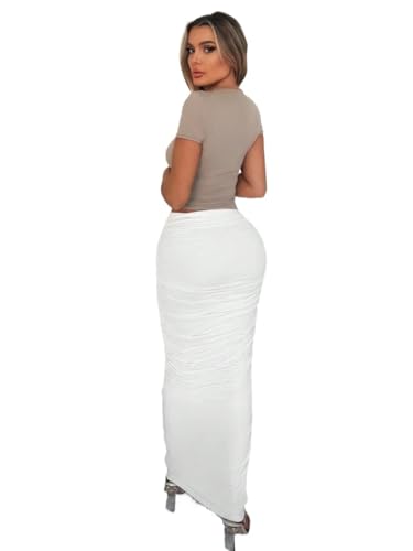 High Waist Ruched Knit Skirt Elegant 2025 Fashion Skirts for Women2