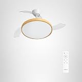 CREATE / Wind Clear Studio M/Ceiling Fan with Light in White and Light Wood with Remote Control / 40W, Timer, Ø 108 cm, Retractable Blades, 3 Light Settings, Summer-Winter Function - 9