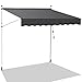 Herrselsam Toldo Manual Retráctil, Toldo Protección Solar Toldo de Balcón Regulable en Altura 350x120x200-300cm centímetros Toldo con Manivela para Jardín, Gris