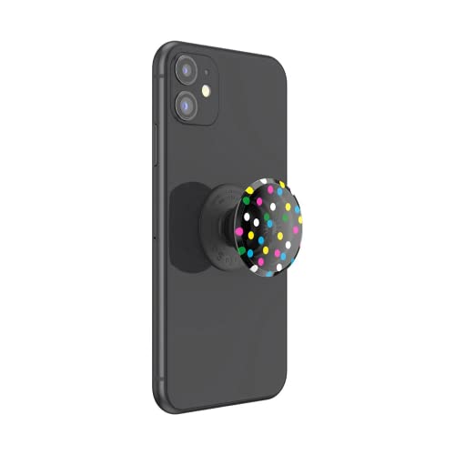 PopSockets PopGrip - Expanding Stand and Grip with Swappable Top - Translucent Black Disco Dots
