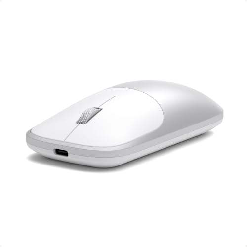 Image of Satechi Slim EX Wireless Mouse, Multi-Device Bluetooth & 2.4GHz Connection for macOS, Windows, iPadOS, and Android, Quiet Clicks, Anodized Aluminum Shell, USB-C Rechargeable Battery, Silver | Quiet clicks, anodized aluminum shell, rechargeable battery, for macOS, Windows, iPadOS, Android