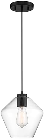 Minka Lavery 2337-66A Clarity Pendant, 1-Light, 60 Total Watts, 8.63-in H x 9.63-in W, Coal Black