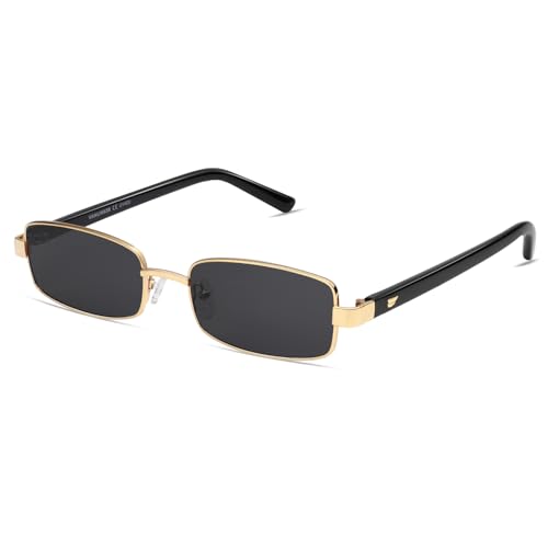 Image of VANLINKER Retro Rectangle Polarized Sunglasses for Women Men Small 90s Vintage Trendy Slim Narrow Rectangular Frame VL9684