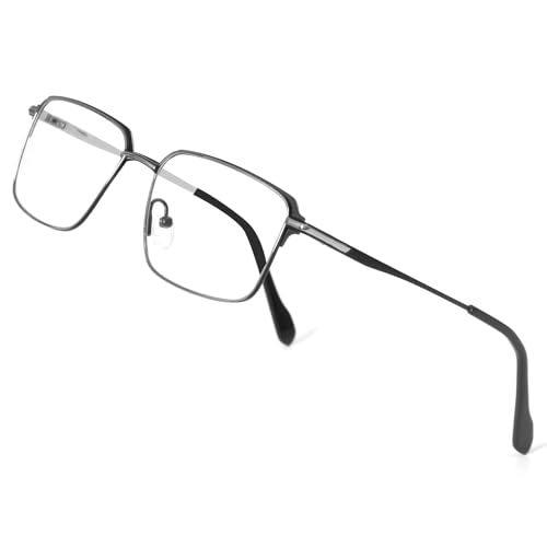 Saraudy Clear Lens Glasses for Men, Lightweight Metal Mens Eyewear Frames, Business Style Non Prescription Glasses with No Degree, Lens Replaceable, Black