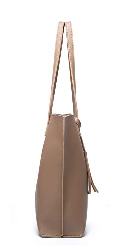 Image of Dreubea Women's Soft Faux Leather Tote Shoulder Bag from, Big Capacity Tassel Handbag