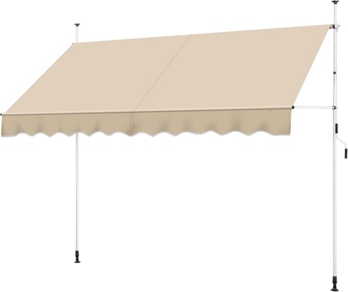 Yaheetech Store Banne Manuel 300 cm avec Manivelle, Auvent Rétractable Réglable en Hauteur et en...