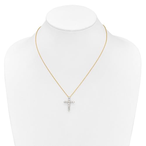 GRANDIANI 14K Gold Diamond Cross Necklace for Women – 0.28 Ct Natural Round Diamonds, 18" Cable Chain with Lobster Clasp – Elegant Religious Jewelry Gift in Yellow Gold - Image 4