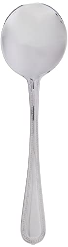 Bead Cutlery Soup Spoons - Pack of 12 | Stainless Steel Soup Spoons, Genware Bead Cutlery