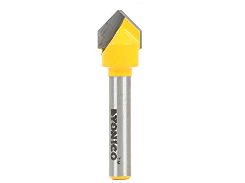 YONICO V Groove Flat Bottom Router Bit 90 Degree X 1/2-Inch Diameter 1/4-Inch Shank 14988q