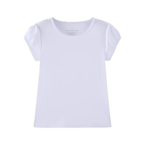 Huata Girls Short Puff Sleeve Tee Basic T-Shirt 2 Packs Crewneck3