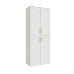 Storage Cabinet, Kitchen Pantry with Doors & Shelf, Tall Storage Cabinet for Bathroom, Living Room, Entryway,White