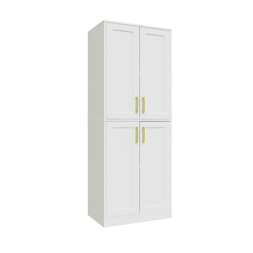 Storage Cabinet, Kitchen Pantry with Doors & Shelf, Tall Storage Cabinet for Bathroom, Living Room, Entryway,White